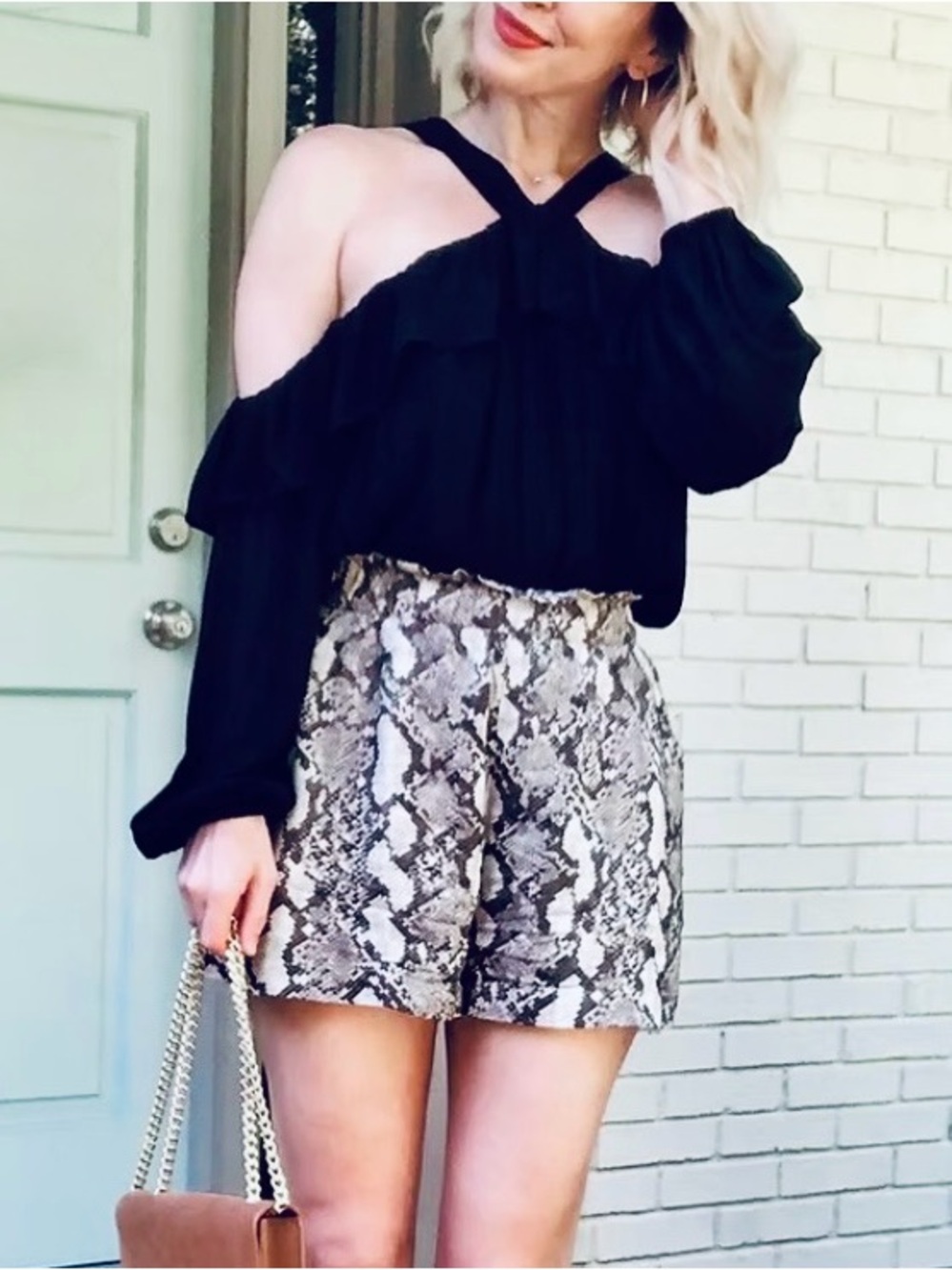 Derek Heart Snake Print Flowy Shorts